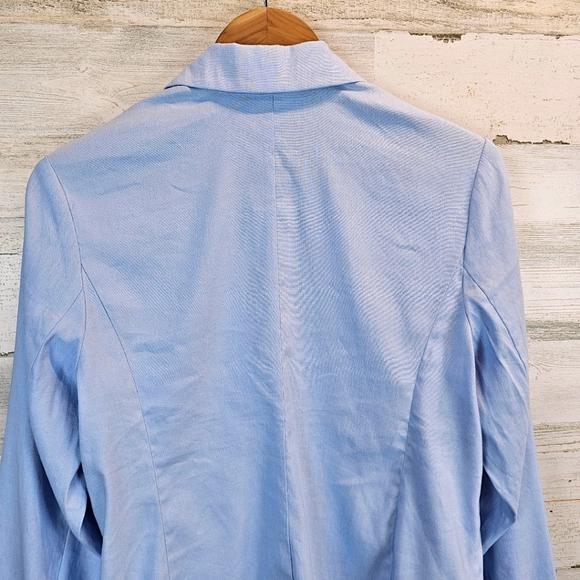 J. Jill Love Linen Blazer M Light Blue Soft Tailored Jacket Pastel Minimalism - Picture 10 of 15